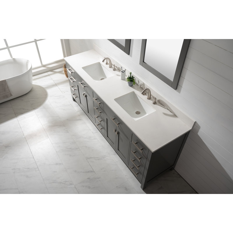 Breakwater Bay Oberlander 84'' Double Bathroom Vanity with Quartz Top